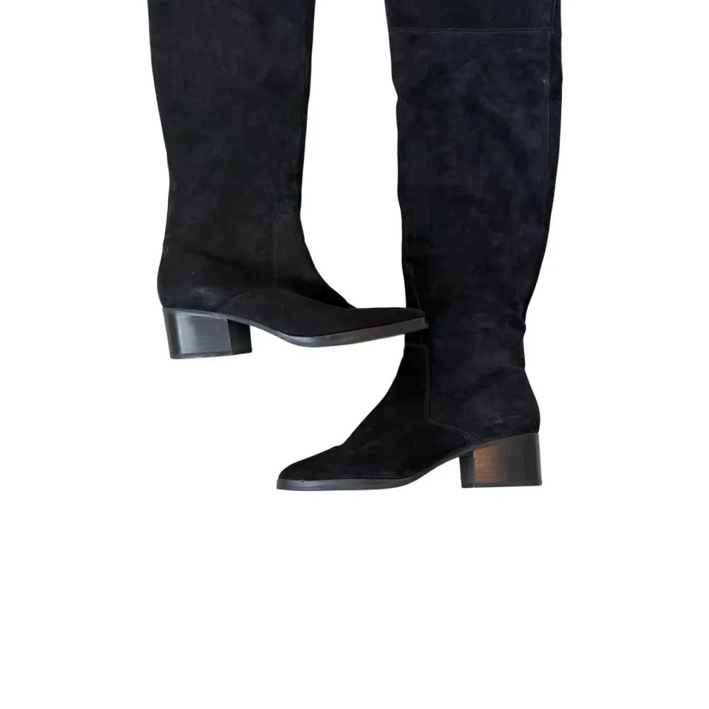 Via Spiga Womens Black Suede Block Heel Sophies Over The Knee Boots Size 8.5